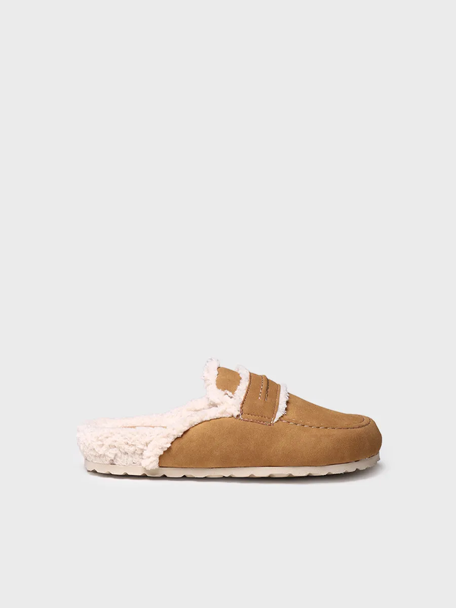 Women's clog slippers with sheepskin lining - LEIRE