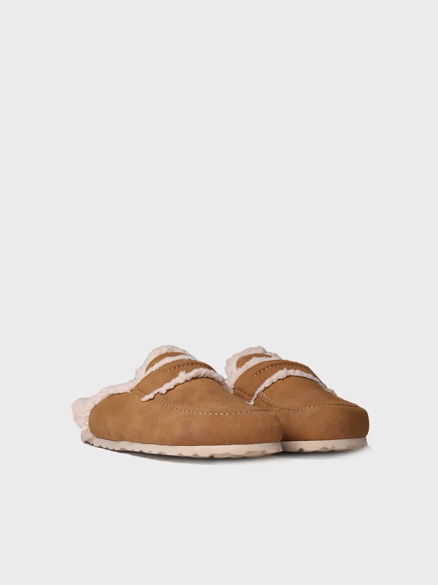 Women's clog slippers with sheepskin lining - LEIRE