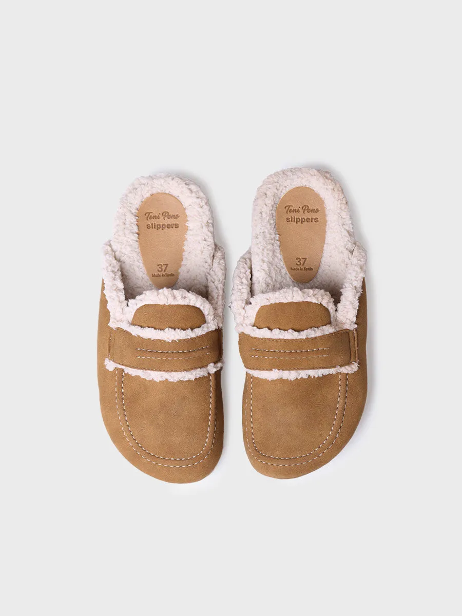 Women's clog slippers with sheepskin lining - LEIRE