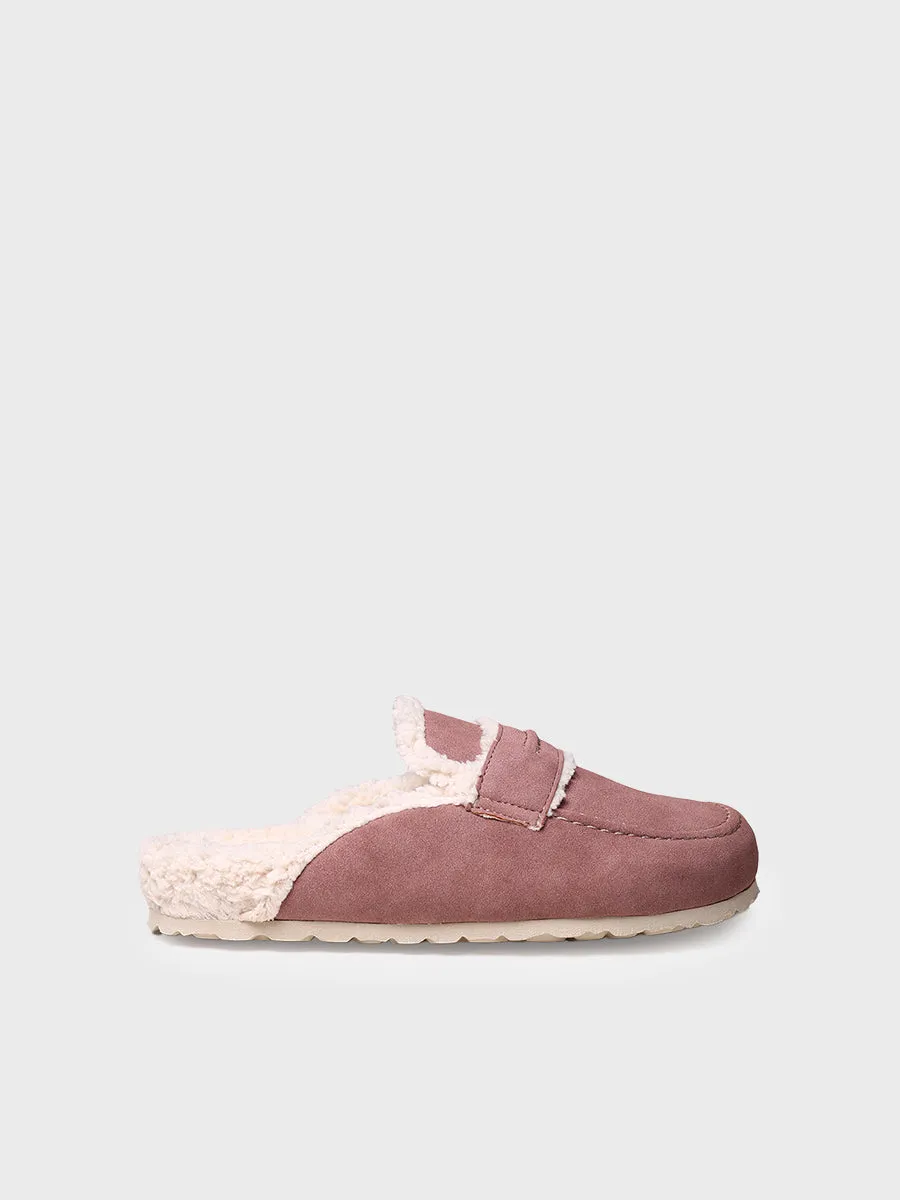 Women's clog slippers with sheepskin lining - LEIRE