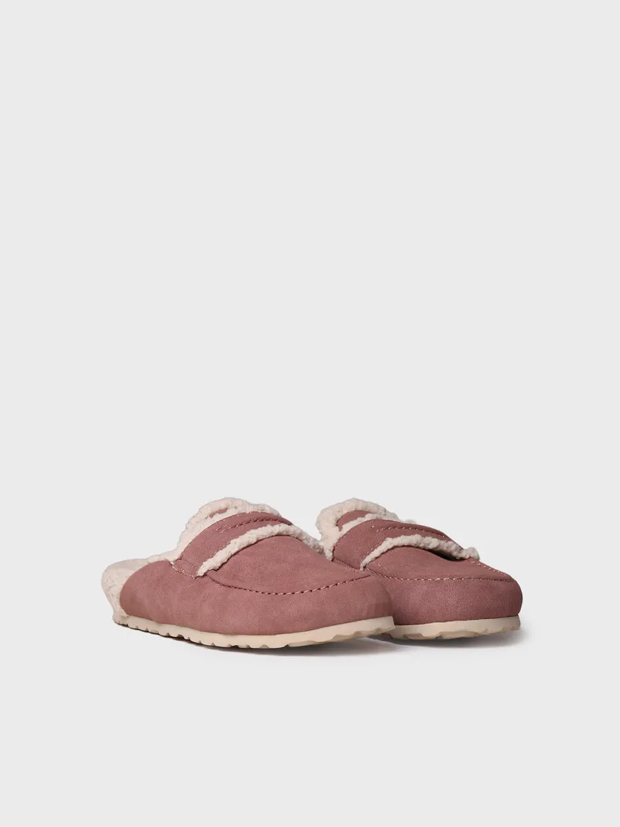 Women's clog slippers with sheepskin lining - LEIRE