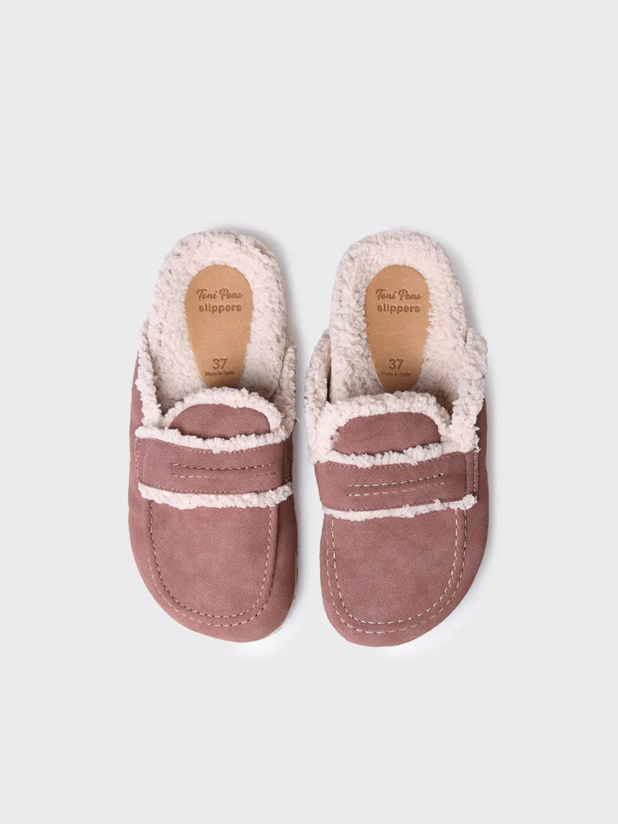 Women's clog slippers with sheepskin lining - LEIRE