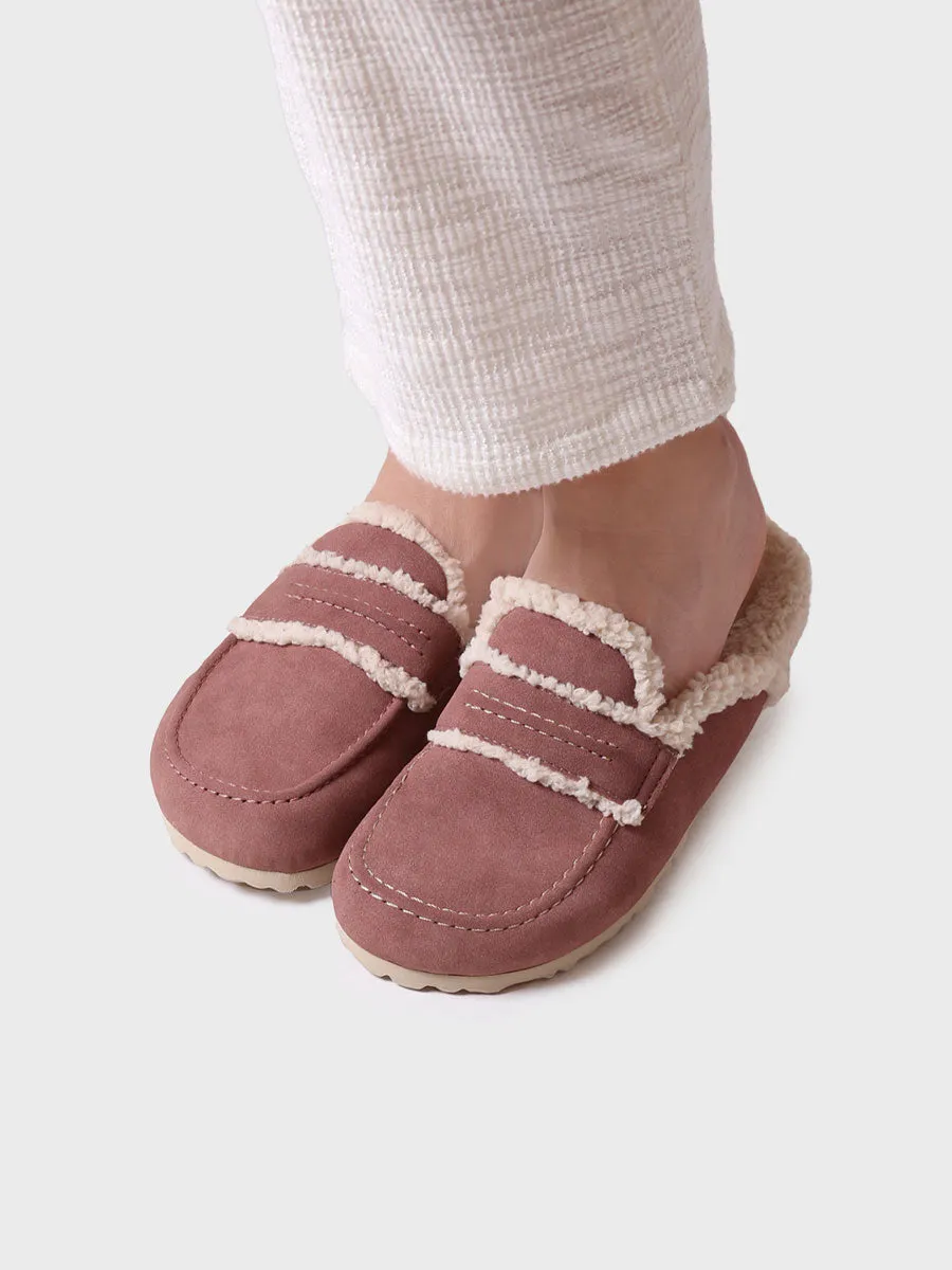 Women's clog slippers with sheepskin lining - LEIRE