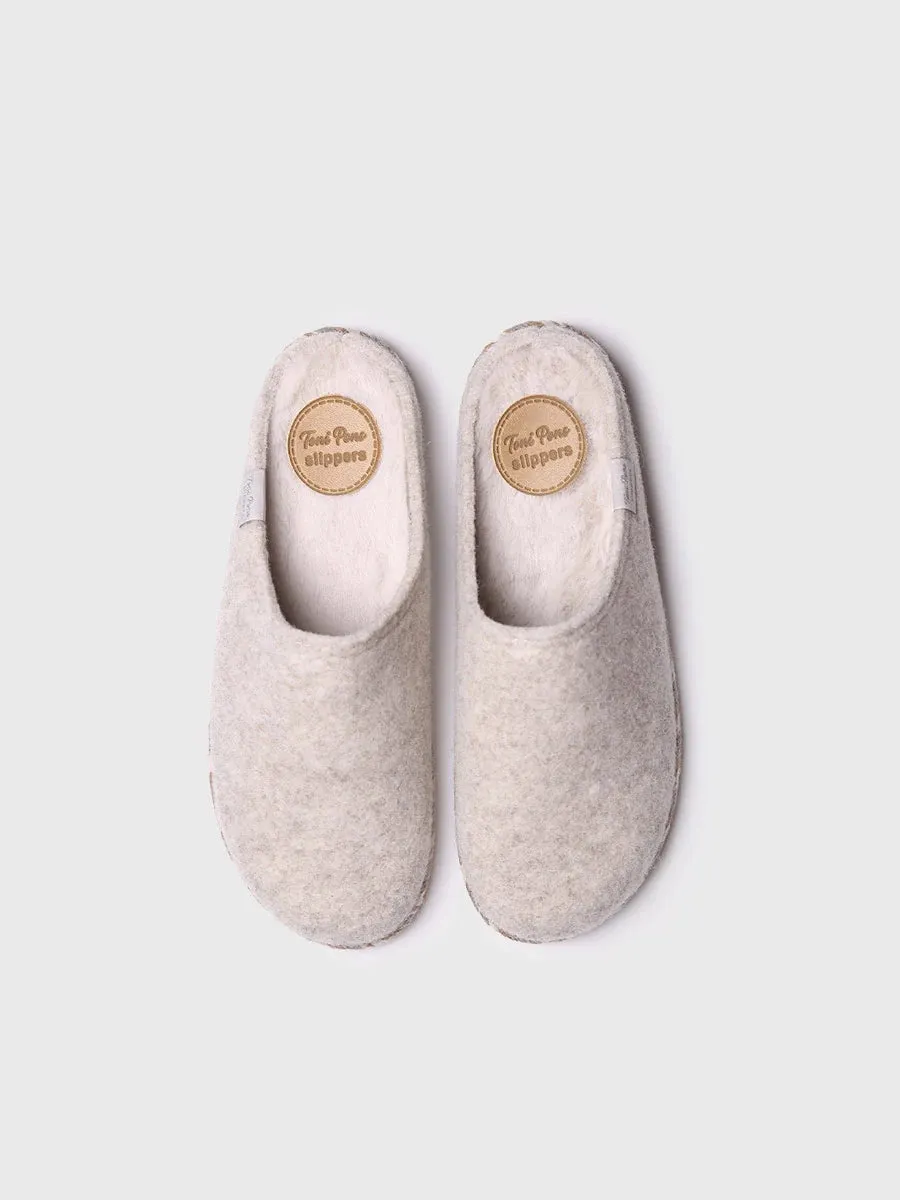 Women's felt slippers in Raw - DELI-FP