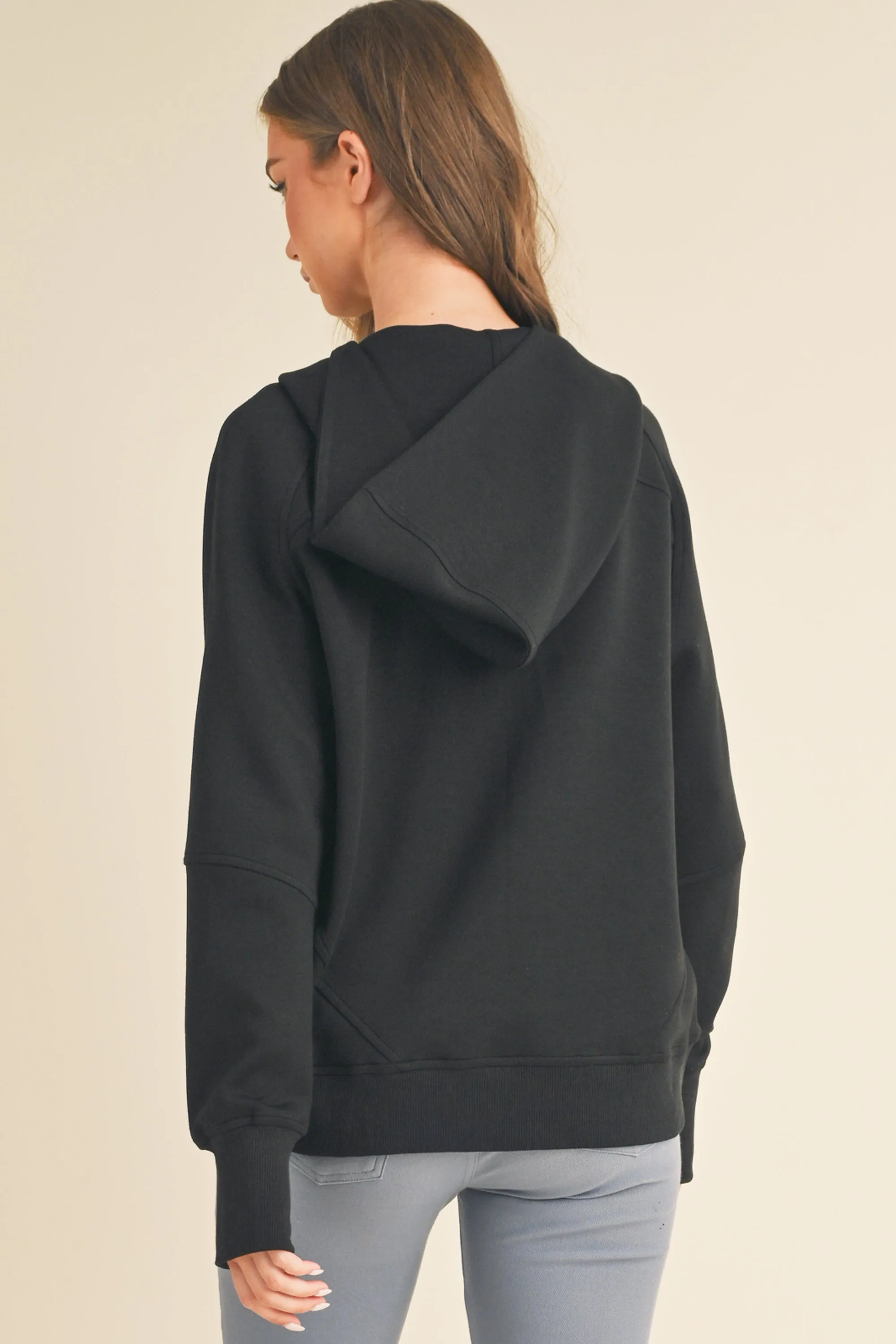 Women's Half-Zip Scuba Hoodie with Thumb Hole