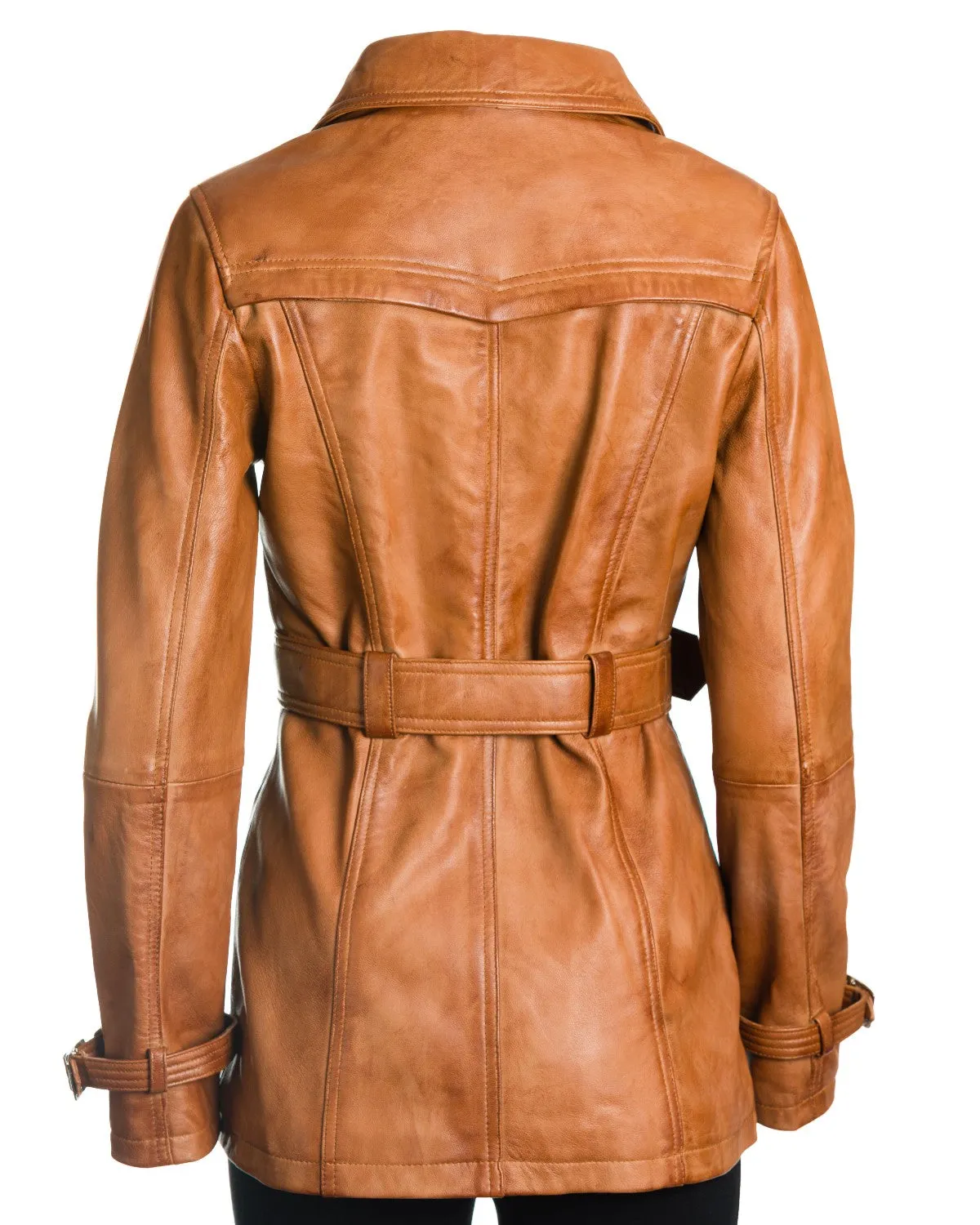 Women's Leather Trench Coat: Lauretta