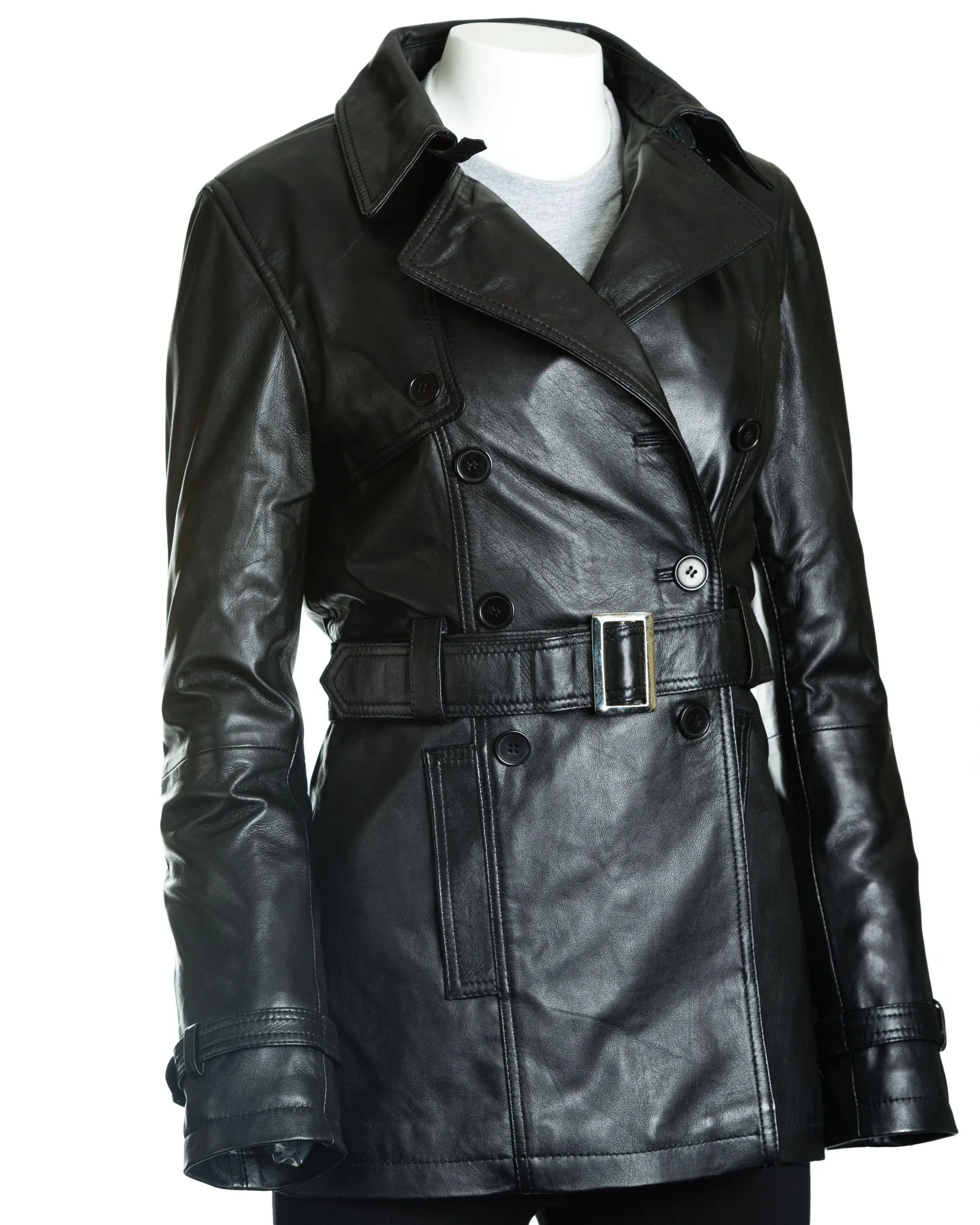 Women's Leather Trench Coat: Lauretta