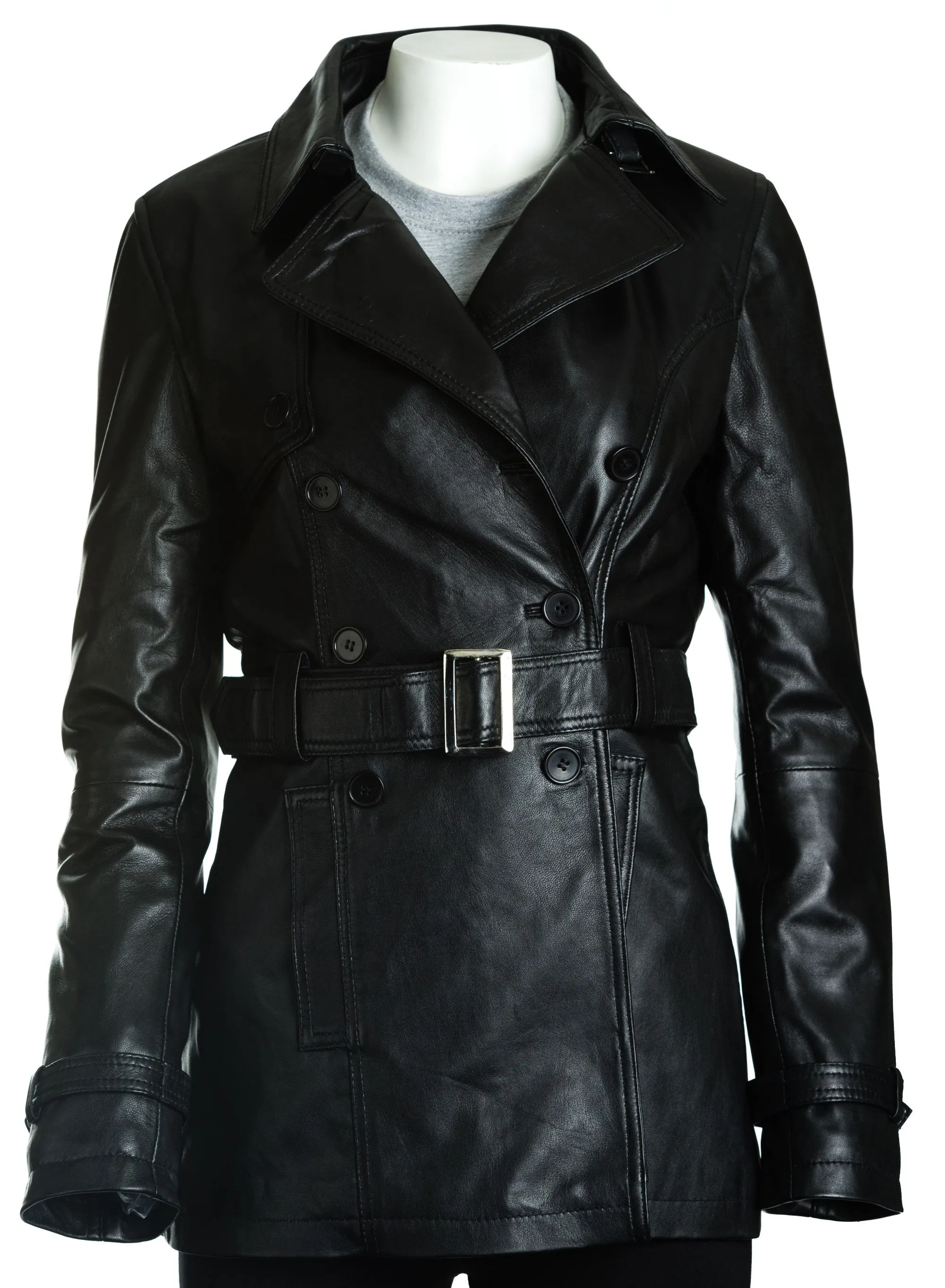 Women's Leather Trench Coat: Lauretta