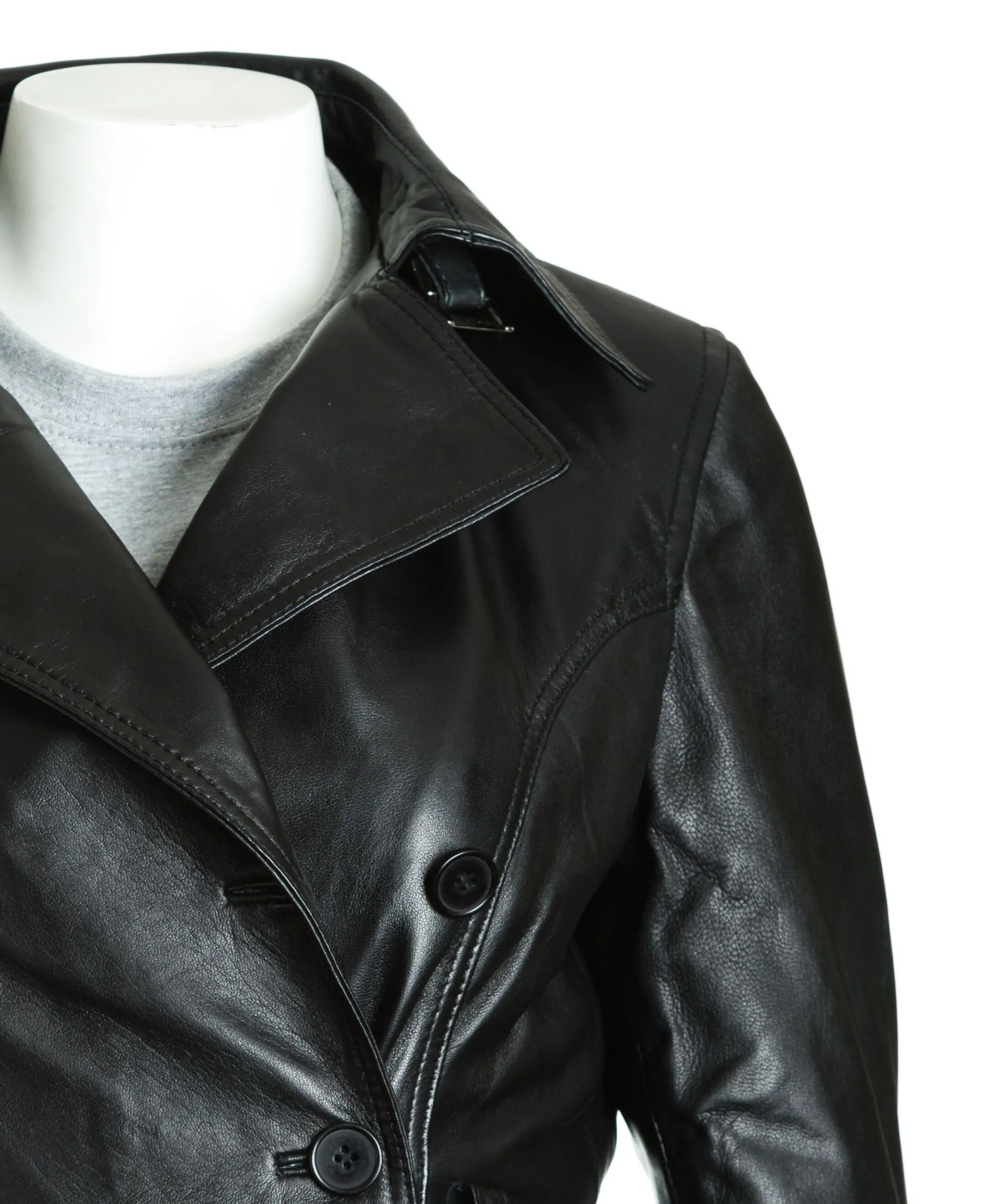 Women's Leather Trench Coat: Lauretta