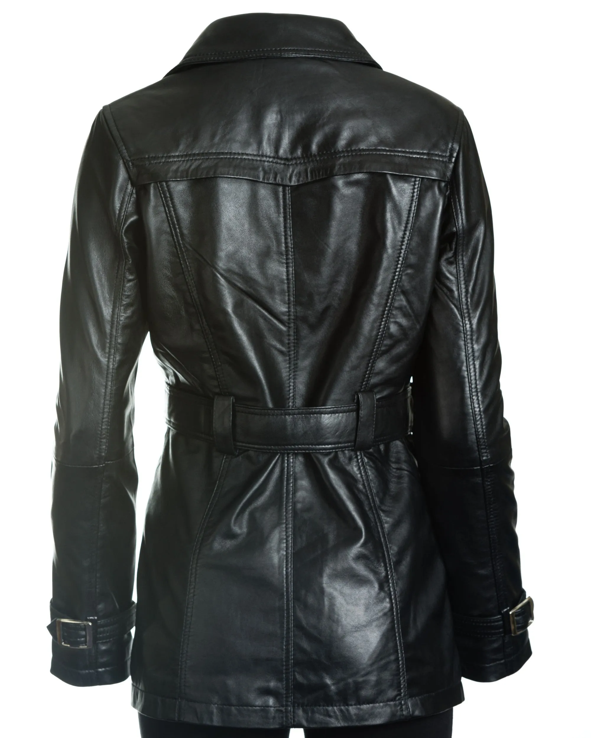 Women's Leather Trench Coat: Lauretta