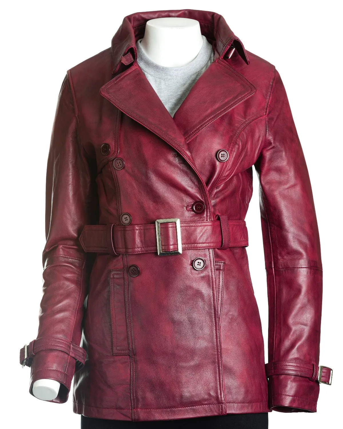 Women's Leather Trench Coat: Lauretta