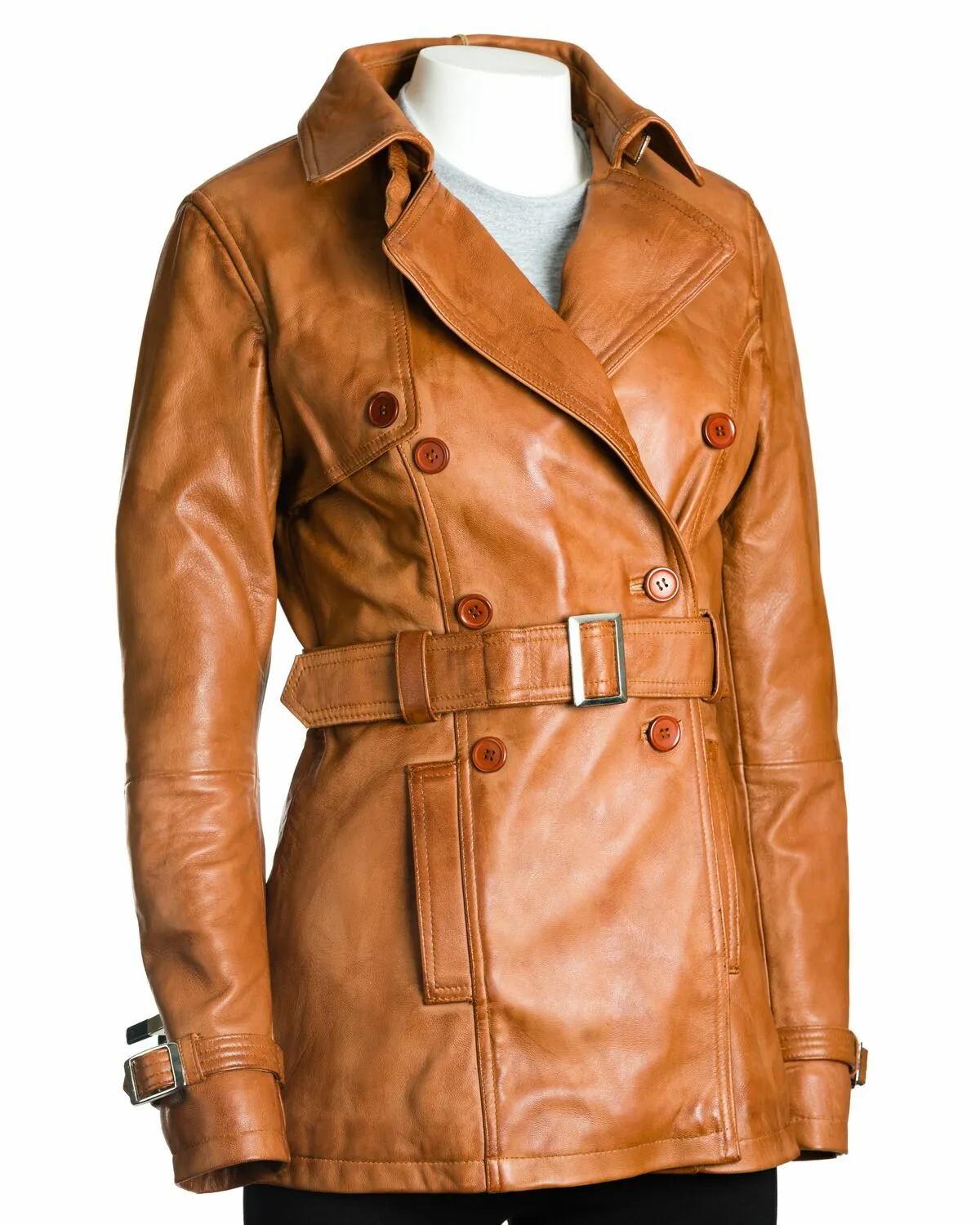 Women's Leather Trench Coat: Lauretta