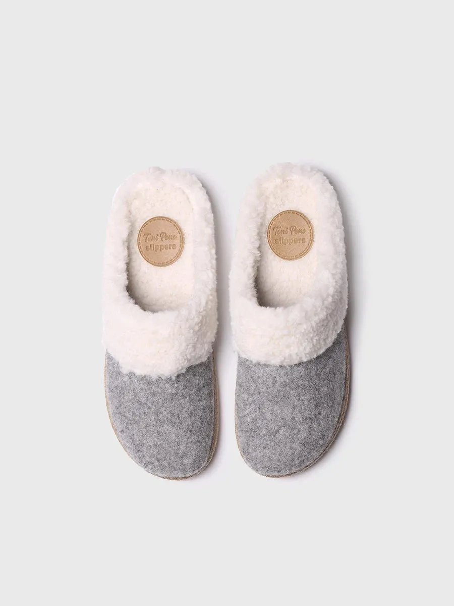 Women's Slippers in Felt and Sheepskin - DELI-BF