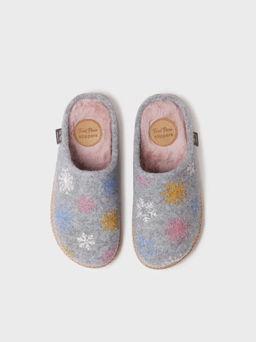 Women's Slippers in Felt in Grey - DELI-CP