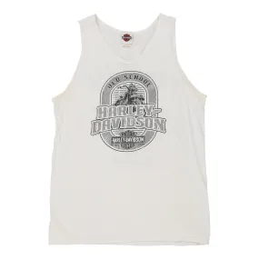 Woodstock, Illinois Harley Davidson Graphic Vest - Large White Cotton