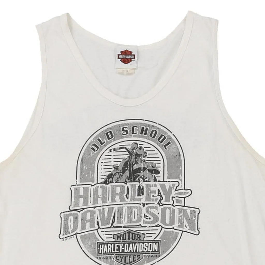 Woodstock, Illinois Harley Davidson Graphic Vest - Large White Cotton