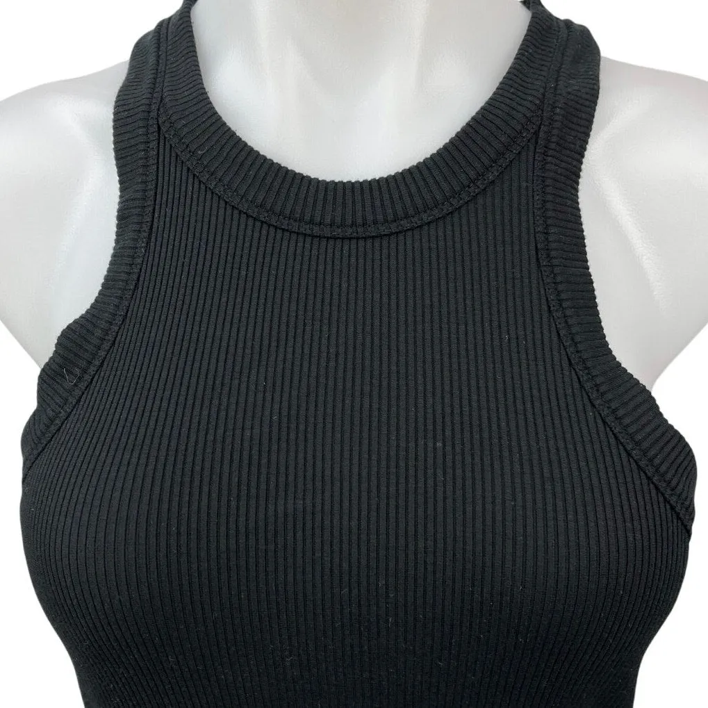 WSLY Black Ribbed Racerback Sleeveless Crew Neck Stretch Knit Tank Top Size XL